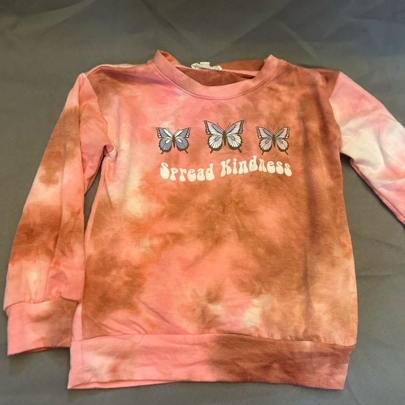 Pink and Brown Tie-Dye Butterfly Sweatshirt - Picture 1 of 4